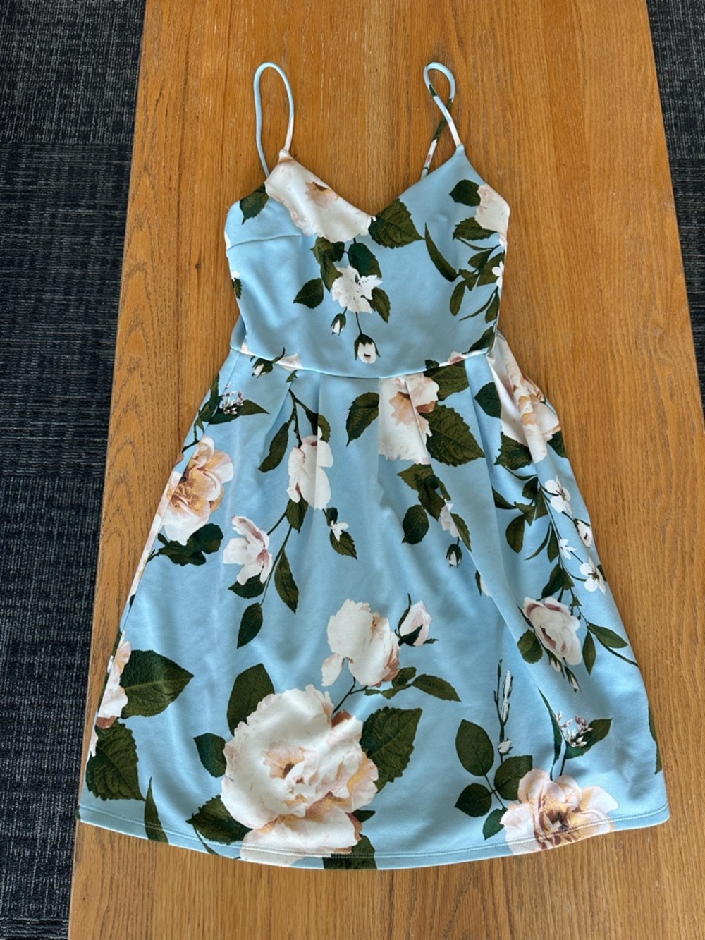 Light Blue Floral Spaghetti Strap Sundress